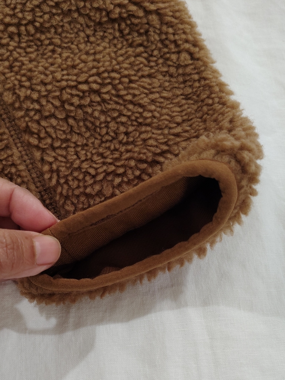 L.L. Bean DS20164 Teddy Fleece Coat Brown Size Large Cozy Snap Up Stand Collar - Picture 15 of 15